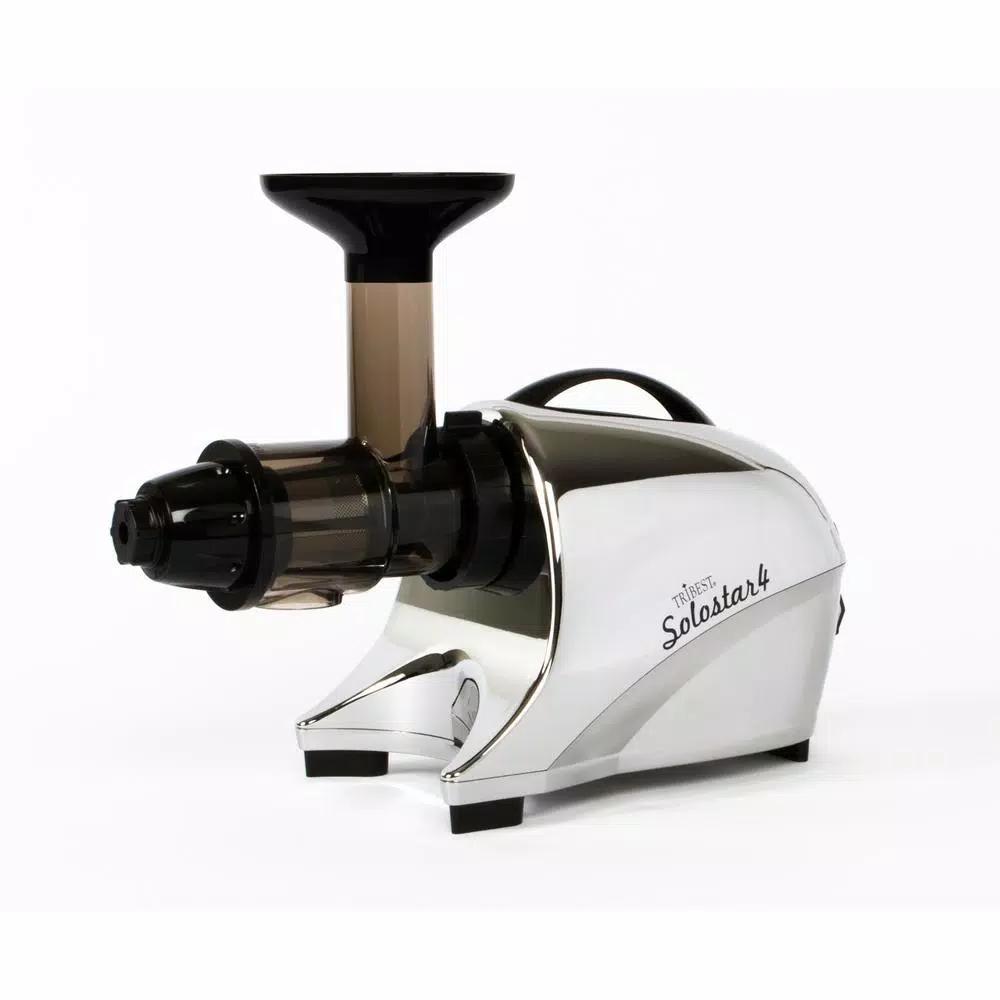 Tribest Solostar 4 Cold Press Juicer, 16 fl. oz. Chrome Horizontal Single Auger Juicer