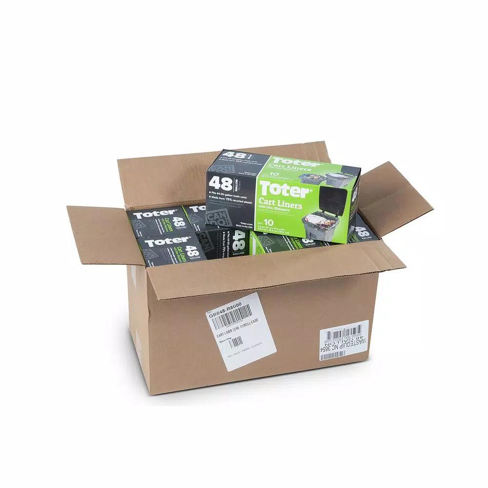 Toter 48 Gallon Trash Can Liners, 2 Mil Thick, 80 Count Case