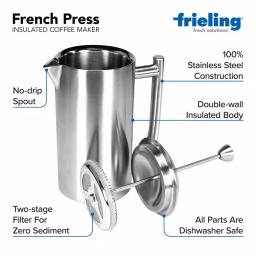 Frieling 2-Cup Stainless Steel French Press, 17 oz Double-Walled Insulated Coffee Maker thumbnail 8