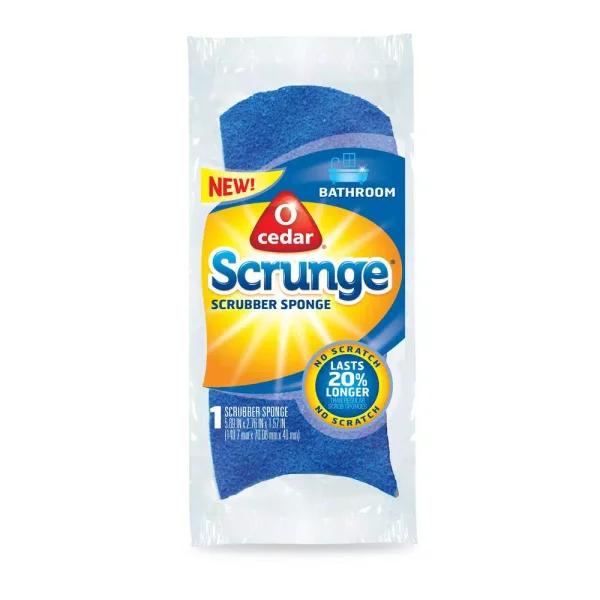 O-Cedar Scrounge Bathroom Scrubber Sponge - Extra-Thick 3D Scrubber for Sink, Tub, and Tile