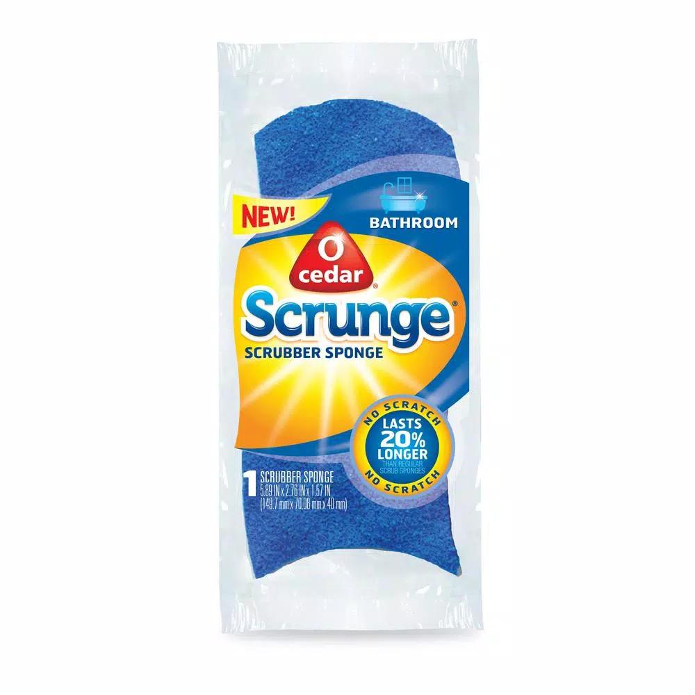 O-Cedar Scrounge Bathroom Scrubber Sponge - Extra-Thick 3D Scrubber for Sink, Tub, and Tile