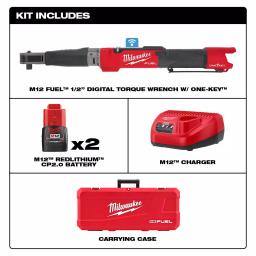 Milwaukee M12 FUEL 1/2 in. Digital Torque Wrench Kit with ONE-KEY, Two 2.0 Ah Batteries & Charger thumbnail 2