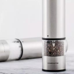 Ovente Electric Salt and Pepper Grinder Set, Stainless Steel with Ceramic Blades, Battery Operated thumbnail 9