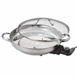 AROMA Gourmet 132 sq. in. Stainless Steel Electric Skillet with Tempered Glass Lid thumbnail 1
