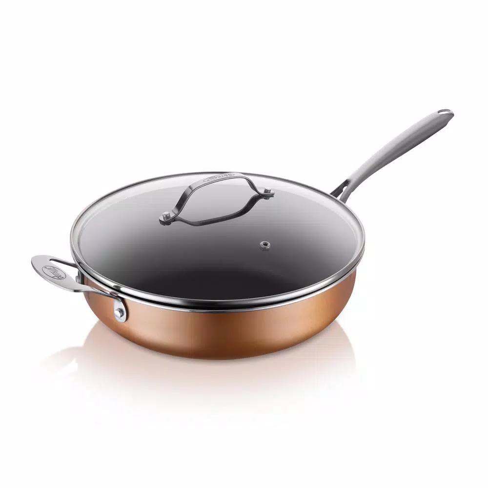 Gotham Steel 5.5 qt. Aluminum Non-Stick Deep Saute Pan with Glass Lid