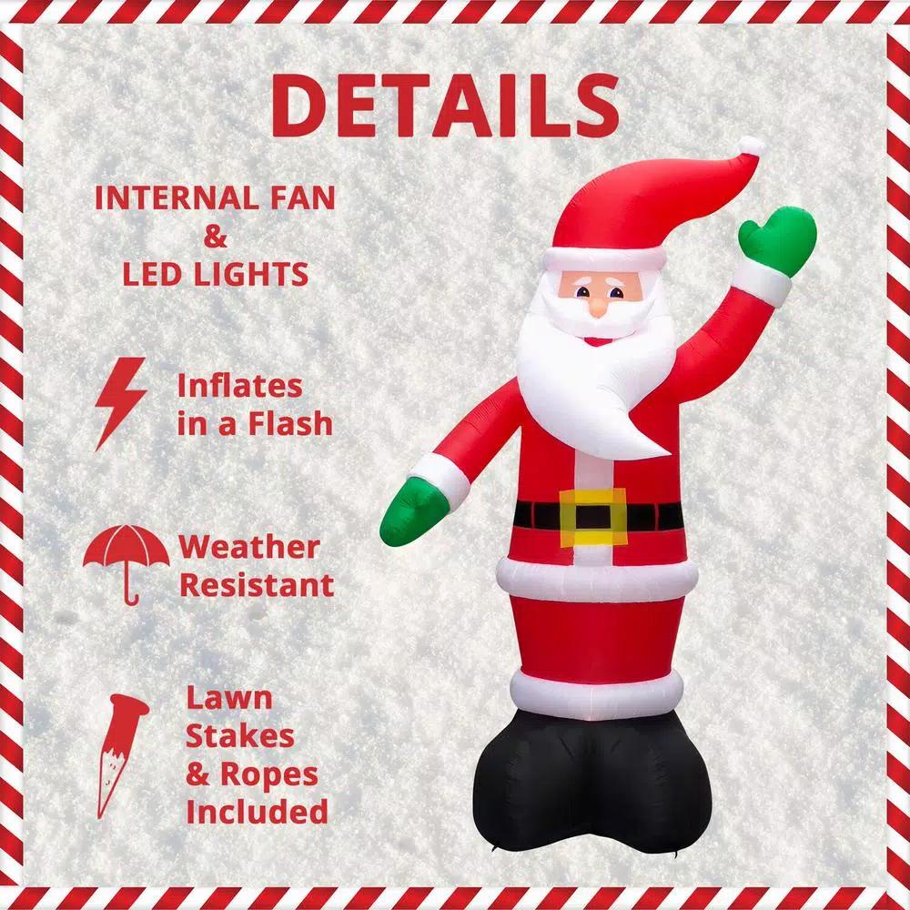 Fraser Hill Farm 20 ft. Pre-Lit Traditional Santa Christmas Inflatable