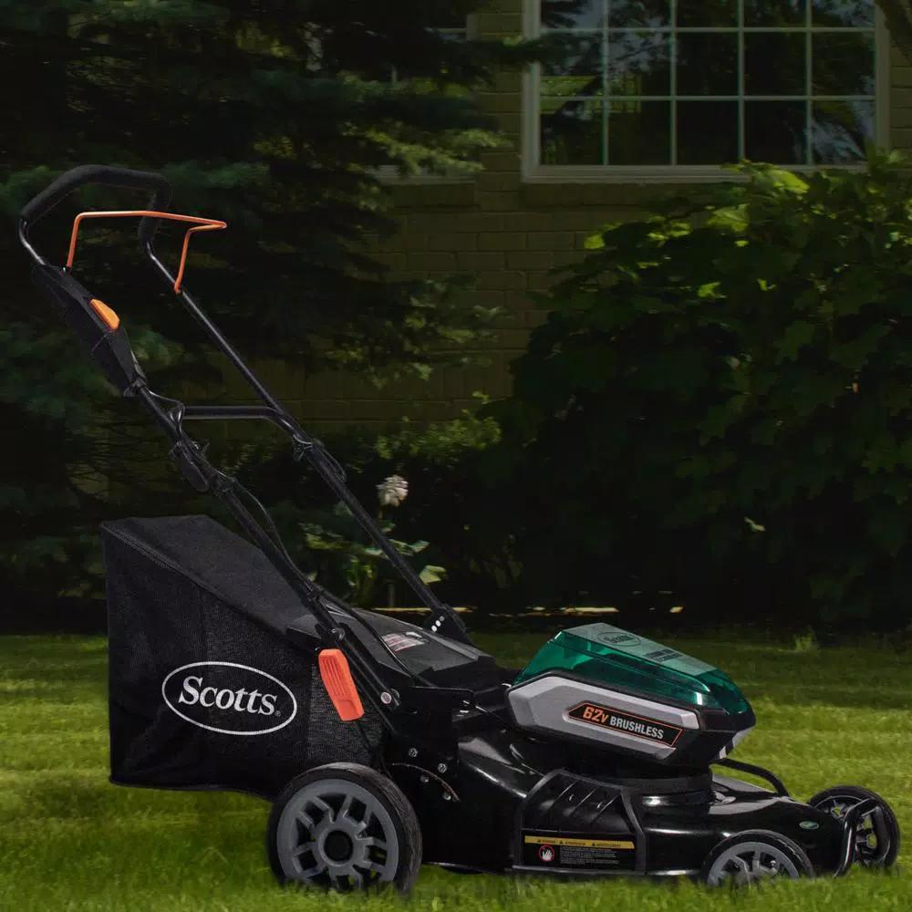 Scotts 62V Cordless Lithium-Ion 21 in. Walk Behind Push Mower with 5 Ah Battery and Charger
