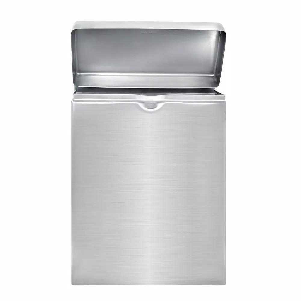 Alpine Industries Wall-Mounted Sanitary Napkin Receptacle, Brushed Stainless Steel