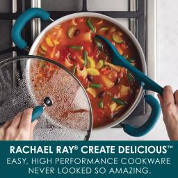 Rachael Ray Create Delicious 6 Qt. Aluminum Nonstick Stock Pot with Glass Lid, Red Shimmer thumbnail 2