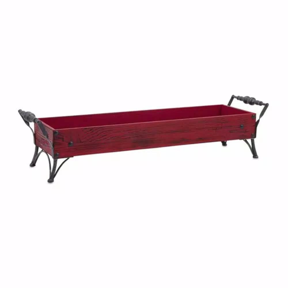 IMAX Kristie Red Wood and Iron Decorative Caddy