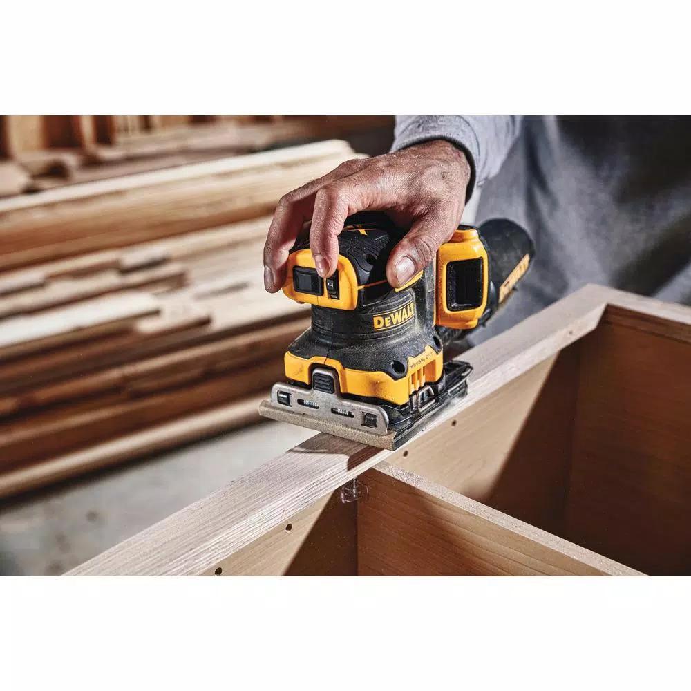 DEWALT 20V MAX XR Cordless Brushless 1/4 Sheet Variable Speed Sander Kit with 2.0 Ah Battery and Charger