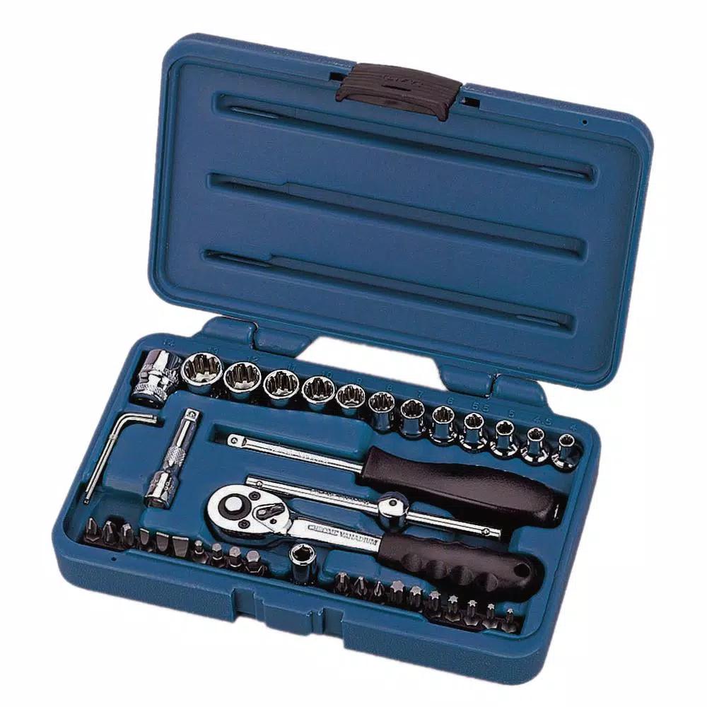 Industro 41-Piece 1/4 in. Drive SAE/Metric Universal Socket Set with Blow Mould Case