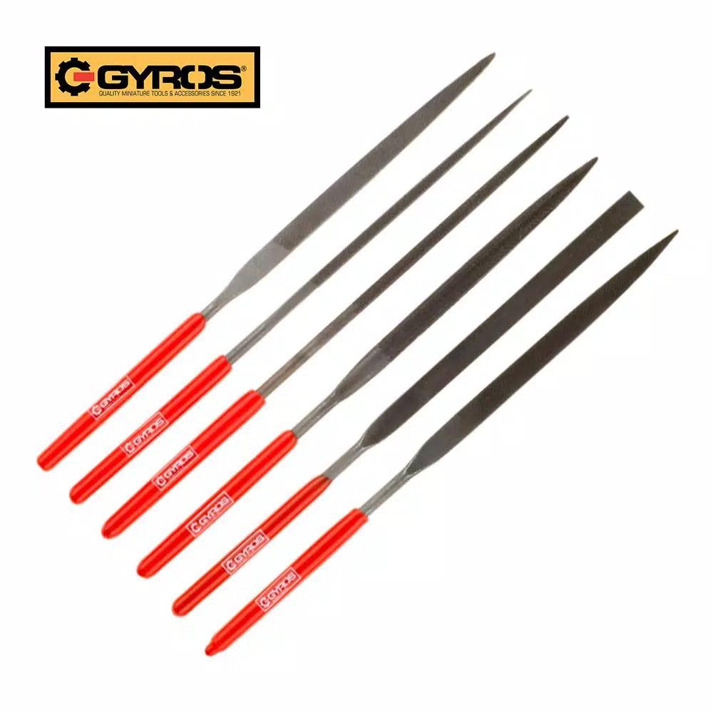 Gyros 5-1/2 in. 6-Piece Needle File Set with Rubber Grip Handles