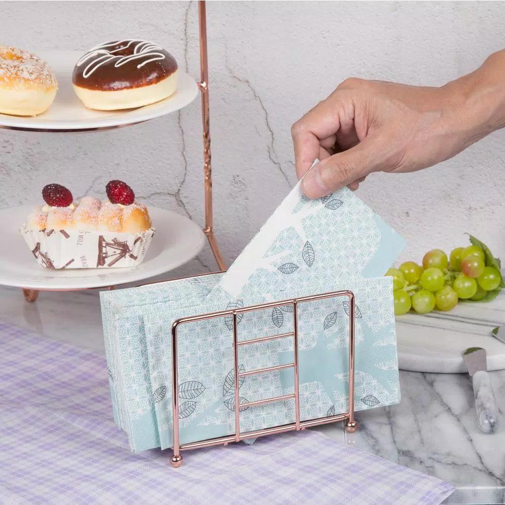Creative Home Copper Plated Iron Napkin Holder, Elegant Metal Tissue Dispenser for Kitchen and Dining Table