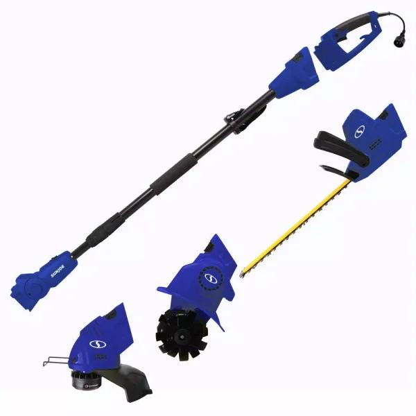 Sun Joe 4.5 Amp Electric Multi-Tool Lawn Care System - Hedge Trimmer, String Trimmer, and Garden Tiller