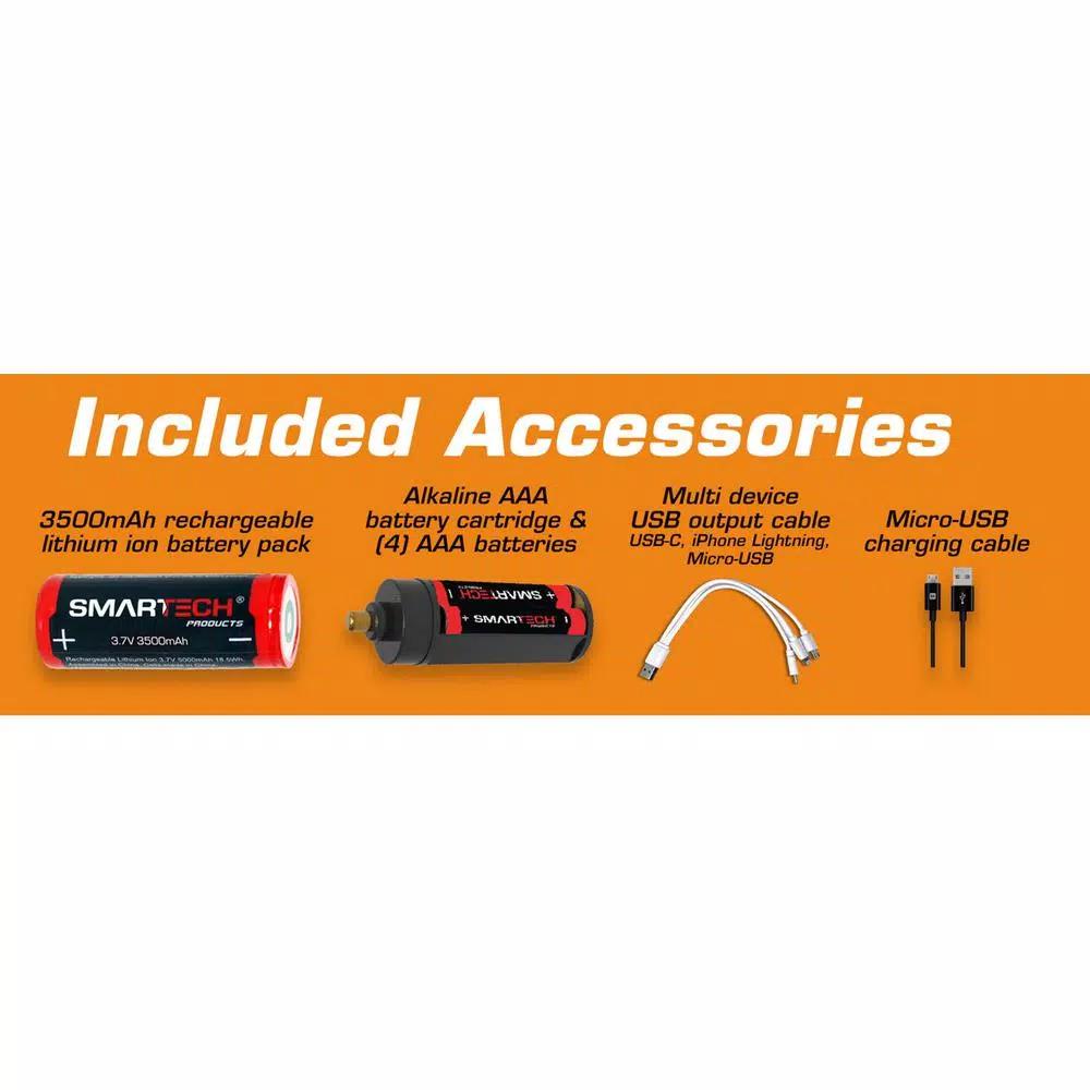 Smartech Products HGR-1000 1000 Lumens Dual Powered Rechargeable LED Flashlight and 3500 mAh Power Bank