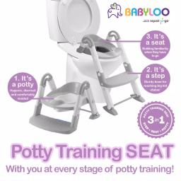 Babyloo Bambino 3-in-1 Convertible Toddler Potty Trainer and Step Stool - Gray thumbnail 9
