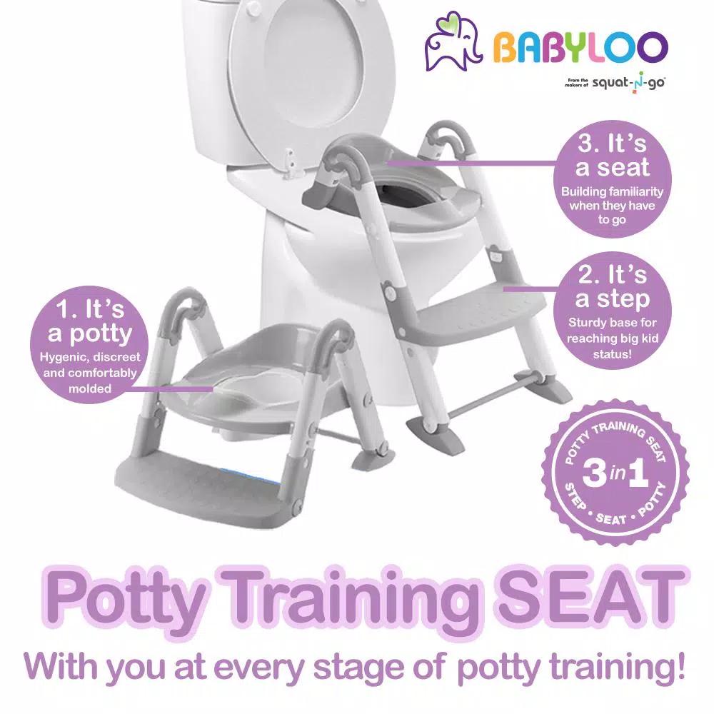 Babyloo Bambino 3-in-1 Convertible Toddler Potty Trainer and Step Stool - Gray