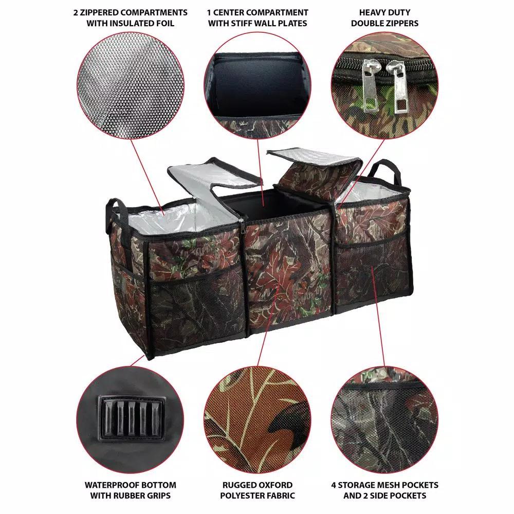 GigaTent 3-Compartment Collapsible Cooler & Trunk Organizer for SUV, Truck, and Auto - Camo