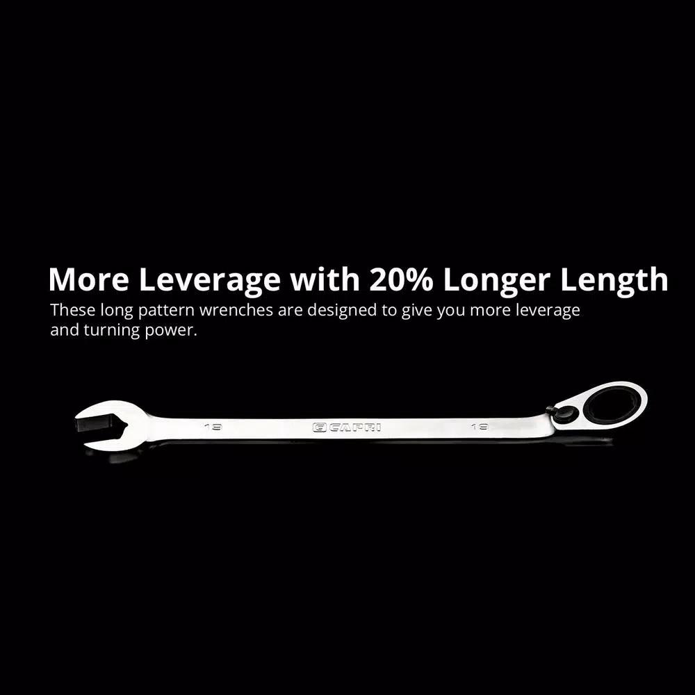 Capri Tools Metric 12-Piece Long Pattern Reversible Ratcheting Combination Wrench Set with Wrench Rack