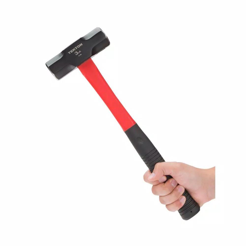 TEKTON 3 lb. Sledge Hammer with 15.375 in. Fiberglass Handle