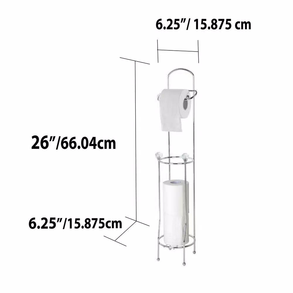 Home Basics Bath Tissue Reserve Freestanding Toilet Paper Holder, Chrome (3-Pack)