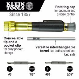 Klein Tools 4-in-1 Precision Electronics Pocket Multibit Screwdriver with Cushion-Grip Handle thumbnail 2