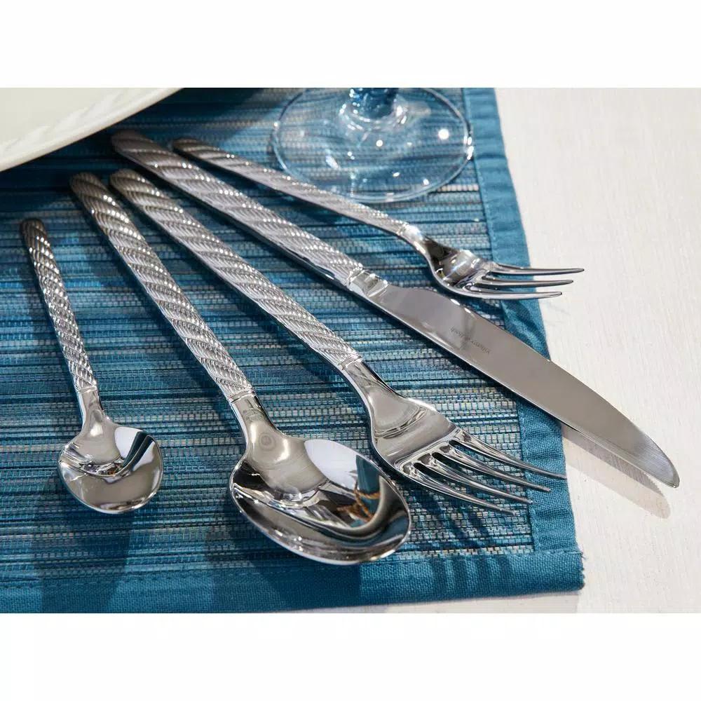 Villeroy & Boch Montauk 5-Piece 18/10 Stainless Steel Flatware Set, Coastal Rope Twist Design, Service for 1