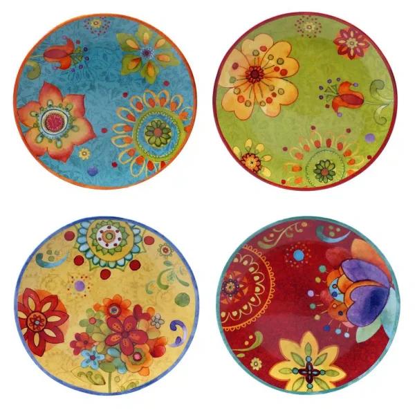 Certified International Tunisian Sunset Salad and Dessert Plate Set, Set of 4