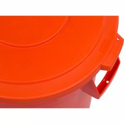 Carlisle Bronco 32 Gal. Round Trash Can Lid, Orange (4-Pack) thumbnail 2