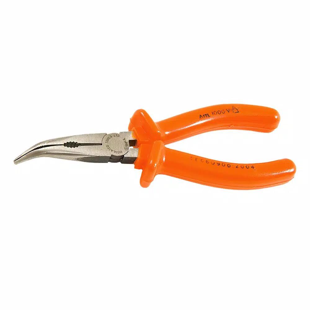 Jameson 6-1/4 in. Insulated Bent Long-Nose Pliers, 1,000V Rated
