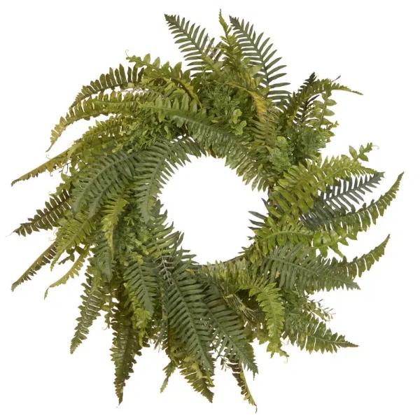 National Tree Company 35 in. Fern Wreath - Green Fabric Fern Fronds on Woven Vine Ring