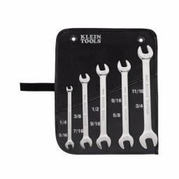 Klein Tools 5-Piece Open-End Wrench Set, Alloy Steel, Chrome-Plated thumbnail 1