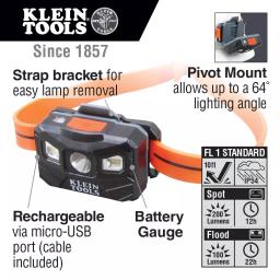 Klein Tools 2-Piece Rechargeable Flashlight and Headlamp Set with Laser thumbnail 3