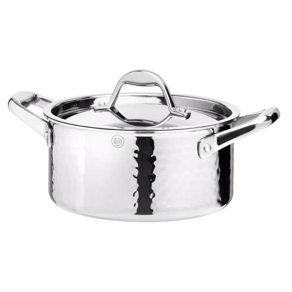1829 Carl Schmidt Sohn STERN 2.6 qt. Hammered Stainless Steel Stock Pot with Lid