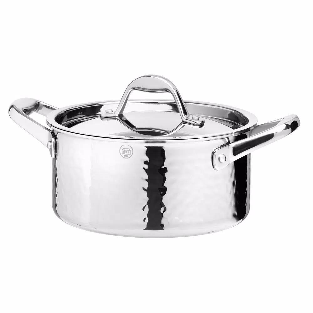 1829 Carl Schmidt Sohn STERN 2.6 qt. Hammered Stainless Steel Stock Pot with Lid