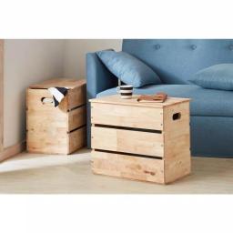 ORE International Mid-Century Modern Natural Wood Storage Box & Multipurpose Bench thumbnail 2