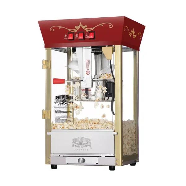 Great Northern Red Antique Style 8 oz. Commercial Popcorn Popper Machine with Tempered Glass