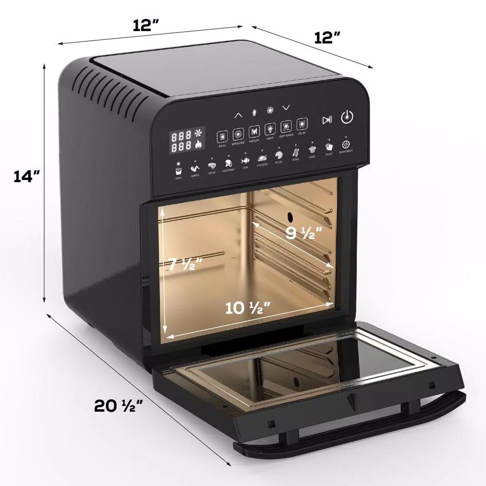 GoWISE USA Go WISE 12.7 Qt. Air Fryer Oven with Rotisserie, Dehydrator & 11 Presets, 1600W, Black