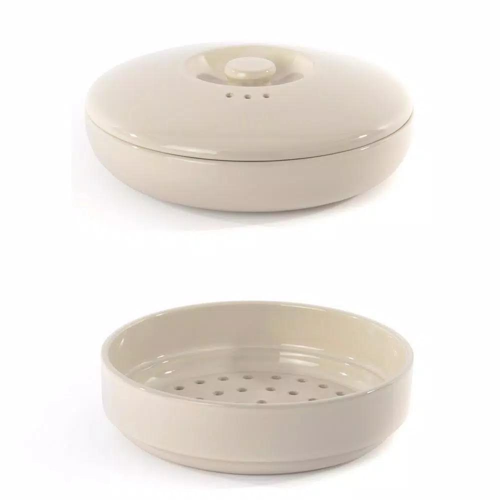 BergHOFF Ron 3-Piece Stoneware Steamer Insert and Covered Bowl Set, White