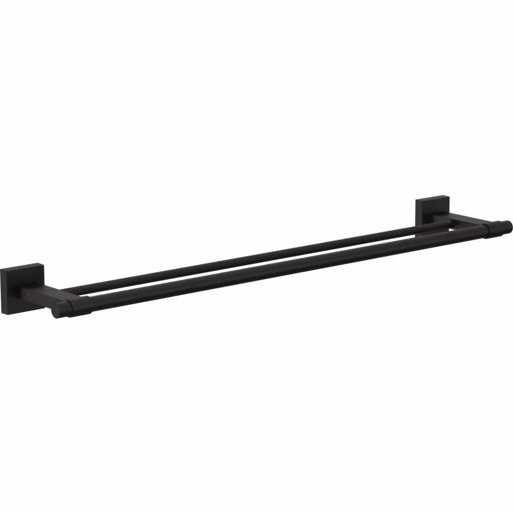 Franklin Brass Maxted 24 in. Double Towel Bar, Matte Black Modern Wall Mounted Bathroom Hardware