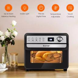 Costway 23 Qt. 12-in-1 Air Fryer Oven with Rotisserie, 1700W Convection Toaster Oven, Black thumbnail 3