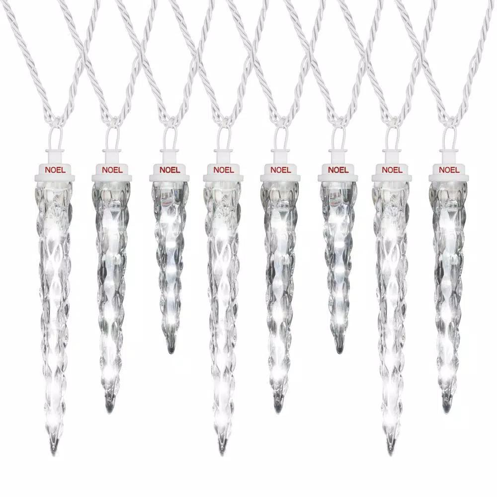 LightShow 48-Light White Shooting Star Icicle LED String Light, 7 ft Outdoor Holiday Decor