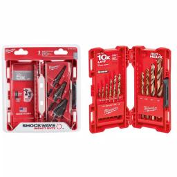 Milwaukee SHOCKWAVE Titanium Step Bit & Cobalt RED HELIX Drill Bit Set, 18-Piece thumbnail 1
