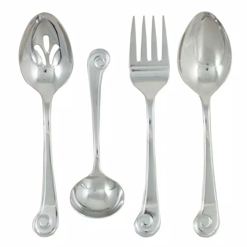 Ginkgo Sanibel Surf 4-Piece Hostess Serving Set, 18/0 Stainless Steel, Silver