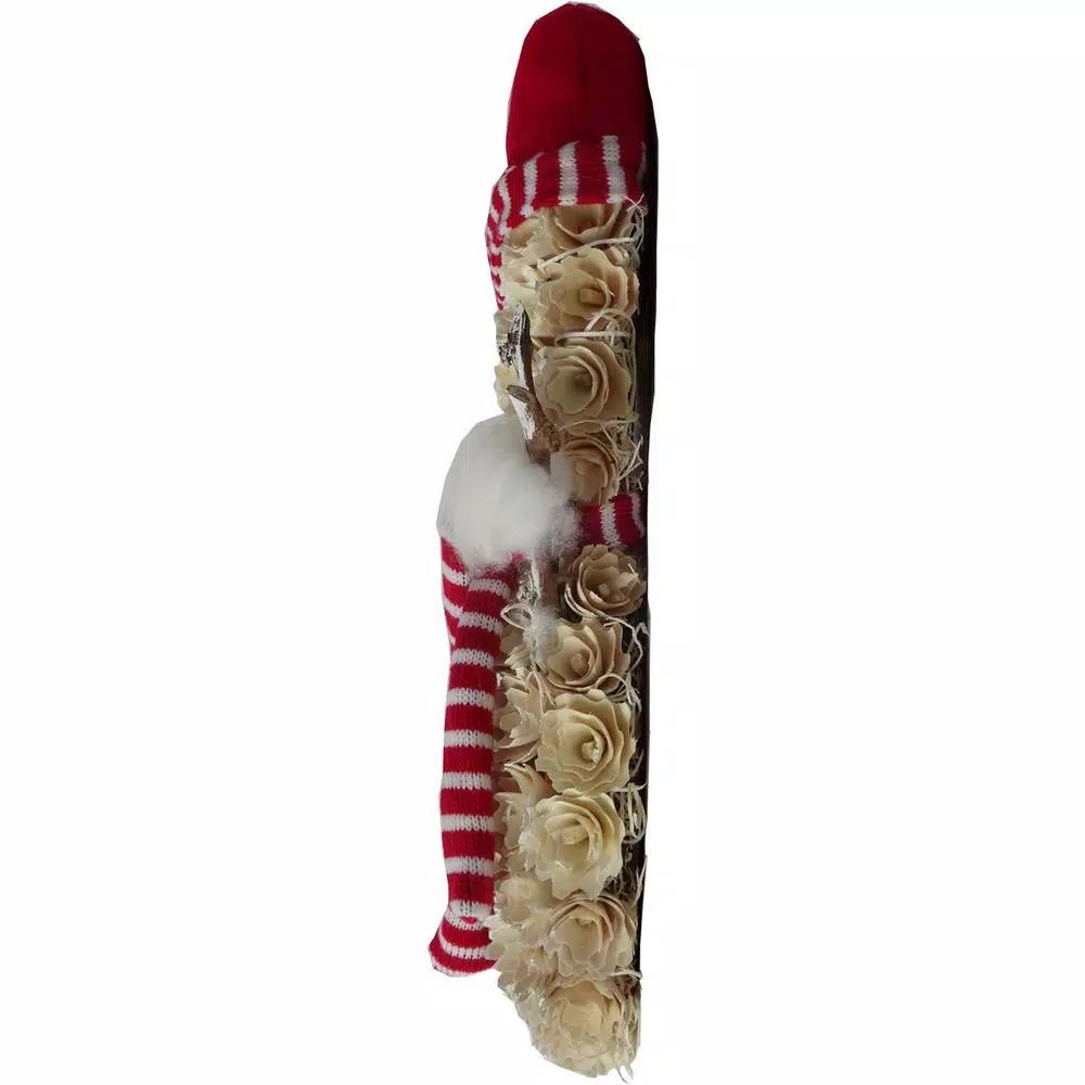 Fraser Hill Farm 25 in. Artificial Snowman Christmas Wreath with Red Hat and Striped Scarf