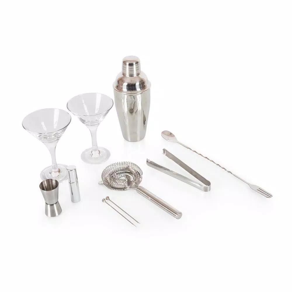 Picnic Time Manhattan Portable Cocktail Set with Leatherette Case and Martini Glasses