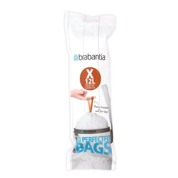 Brabantia Code X Trash Can Liners, 2.6 to 3.2 Gallon (10-12 L), 240 Count (12 Packs of 20)