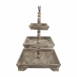 3R Studios Rustic Brown 3-Tier Decorative Tray with Metal and Fir Wood Construction thumbnail 3