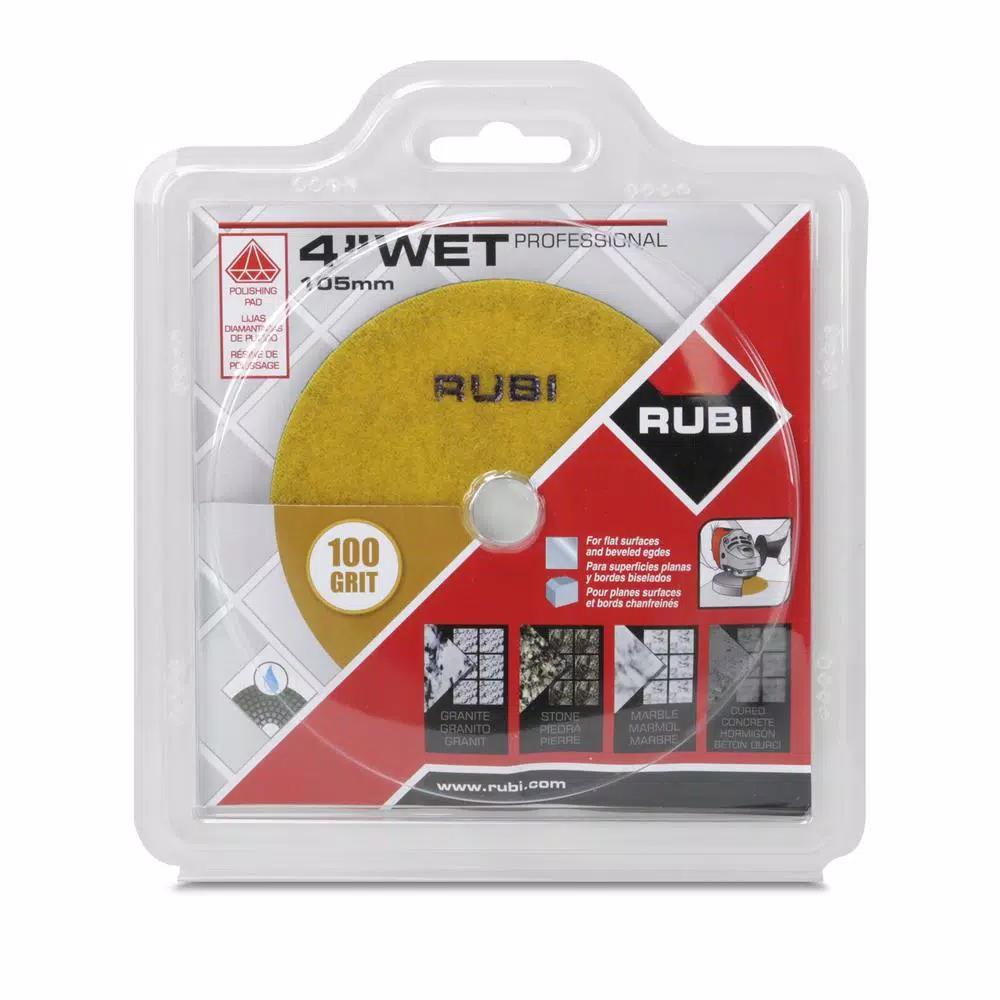 Rubi 4 in. 100 Grit Resin Wet Polishing Pad for Engineered Stone, Concrete, Marble & Granite